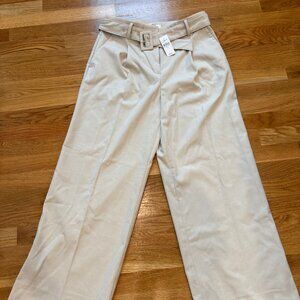 Size 6 LOFT cream wool pants, new with tag, wide-legged